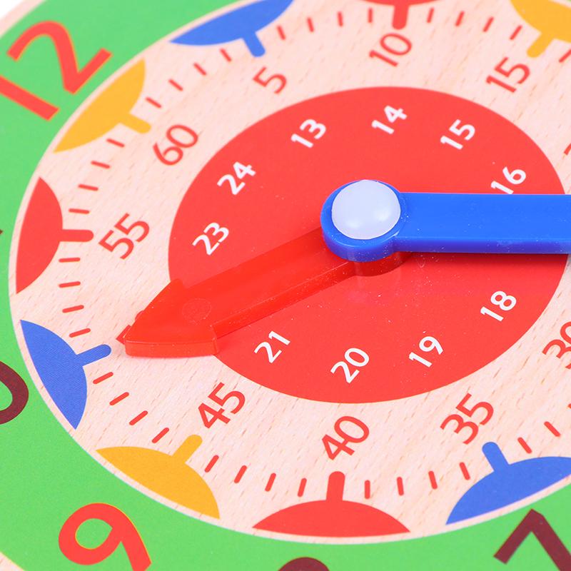 Children Montessori Wooden Clock Toys Hour Minute Second Cognition Clocks