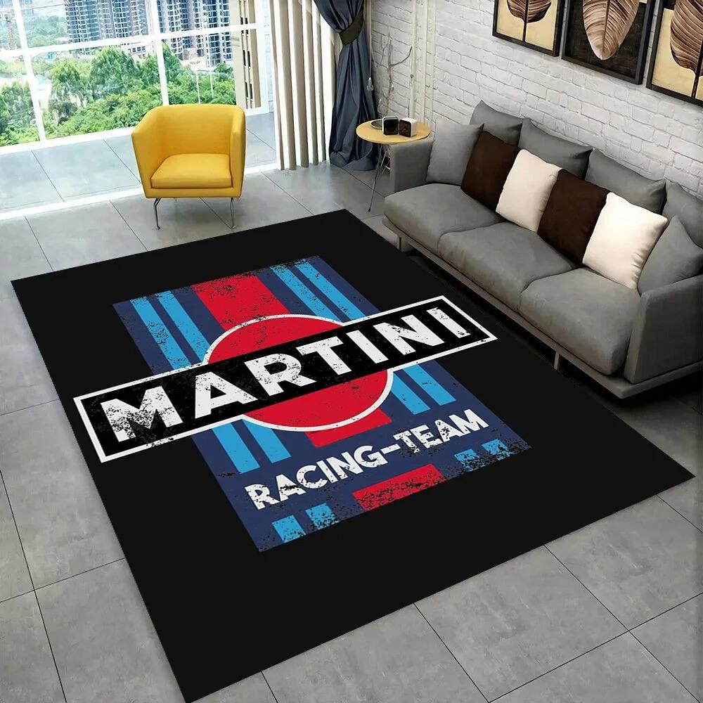Коврик Martini Racing Сине-красная полоска Декор для дома Нескользящий Прочный Современный Коврик для пола в гостиную с логотипом