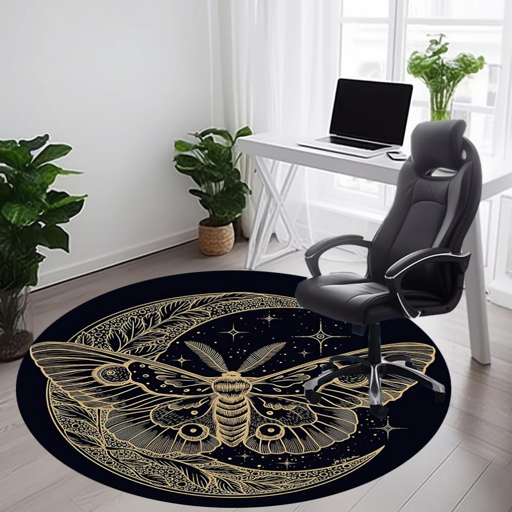 1pc Moth Crescent Moon Carpet, Round Non Slip Durable Large Size Office Carpet, Suitable for Office