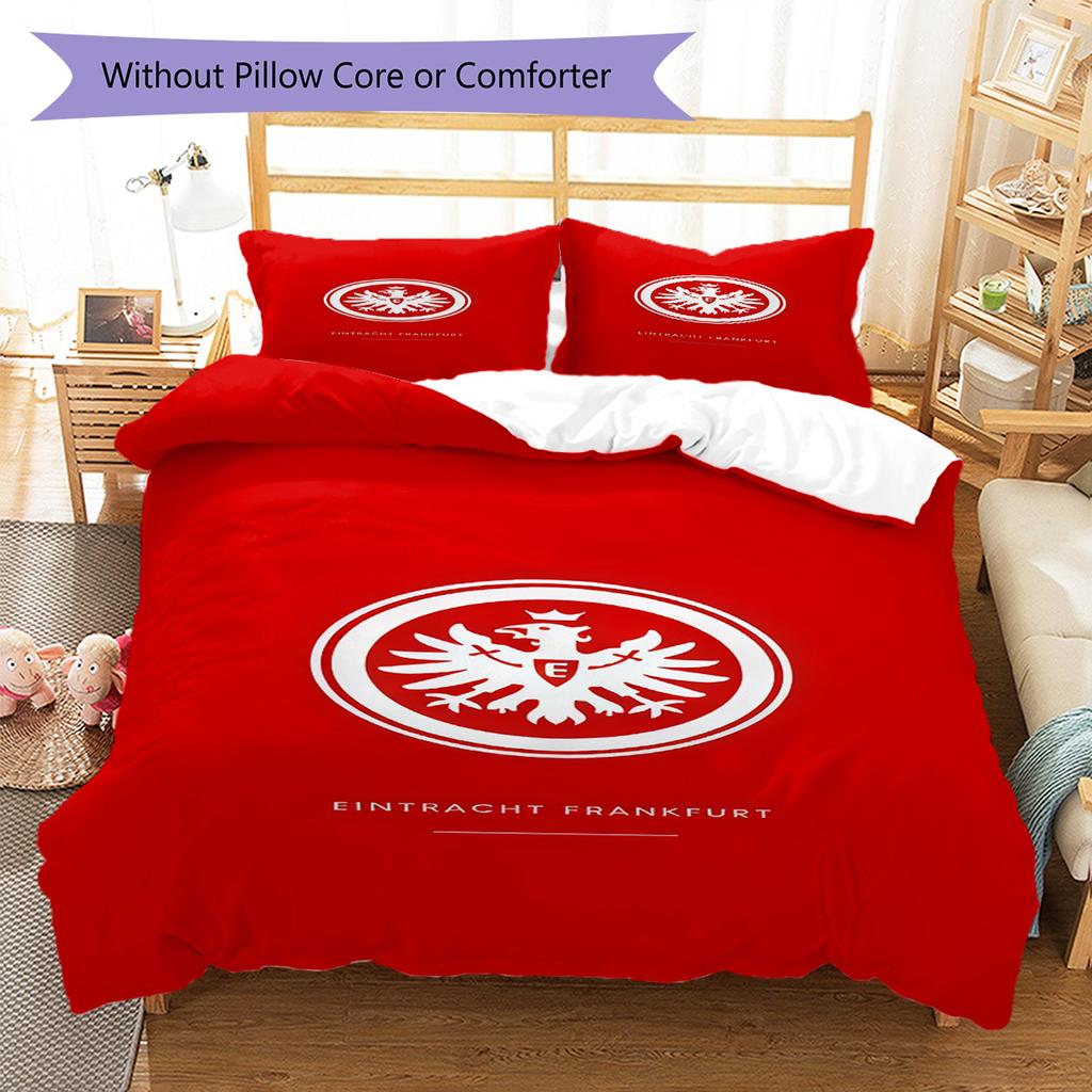 Eintracht Frankfurt Pattern Bedding Quilt Set Quilt Cover Pillowcase Home Decoration Birthday Gift (1 * duvet cover + 2 * pillowcase, without core)