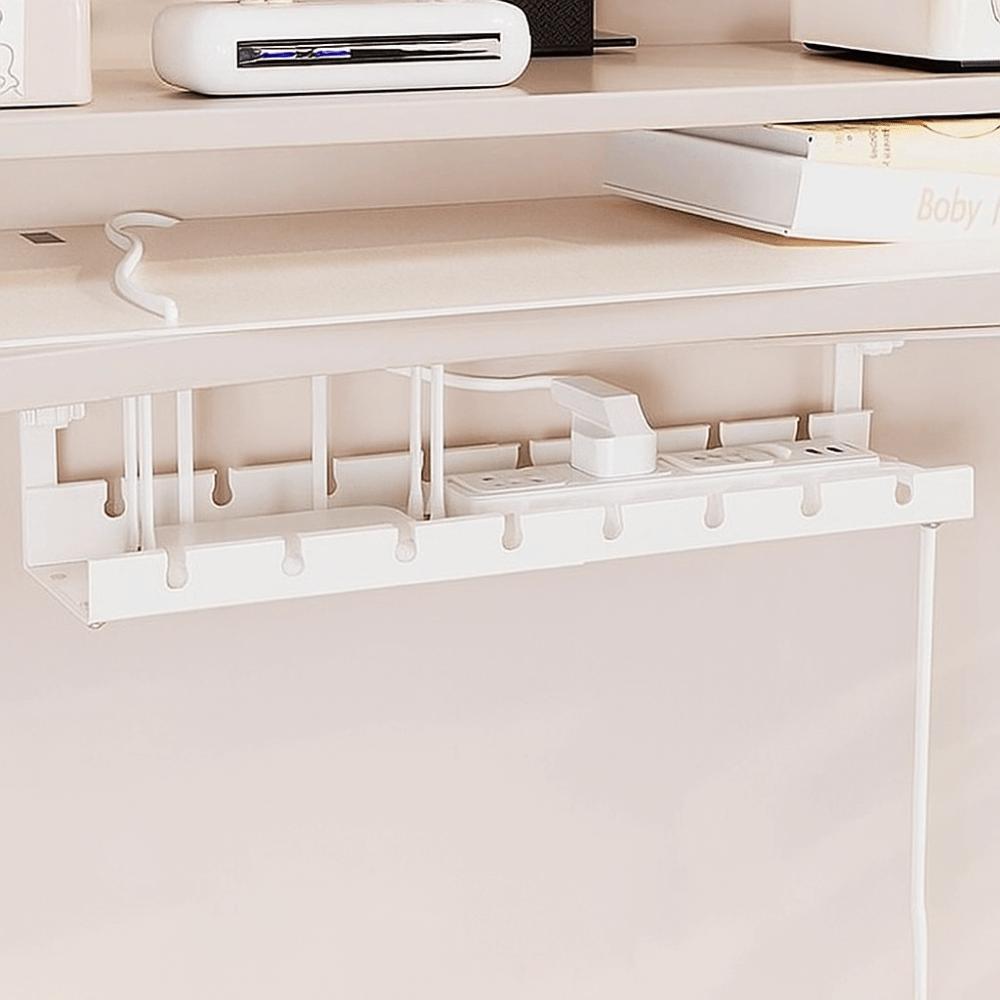 No Drilling Under Desk Cable Management Tray Heavy Duty Space Saving Under Desk Cable Shelf Adjustable Sturdy Metal Cable Tray