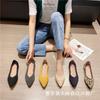 Comfortable Large-size Fly-knitted Women's Shoes Knitted Flat-bottomed Pointed-tip Breathable Woven Soft-soled Autumn Shallow-mouth Flat-heeled Single