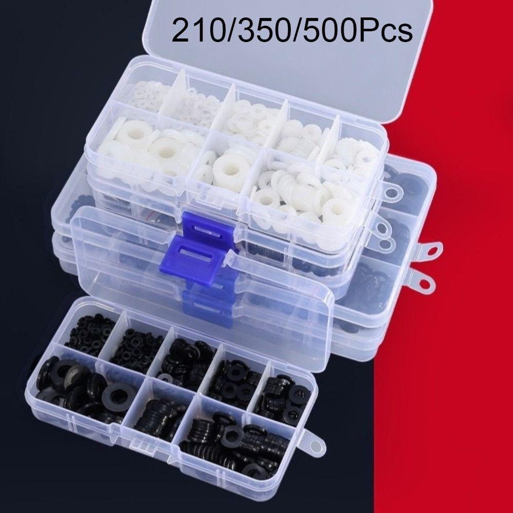 210/350/500pcs Black White Nylon Washers M2-M10 Insulation Seals Spacers Electronic Repair