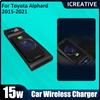 Индукционная зарядная панель QI 15 Вт для телефона iPhone, беспроводная зарядка, автомобильные аксессуары для Toyota Alphard 2015 2016 2017 2018-2021