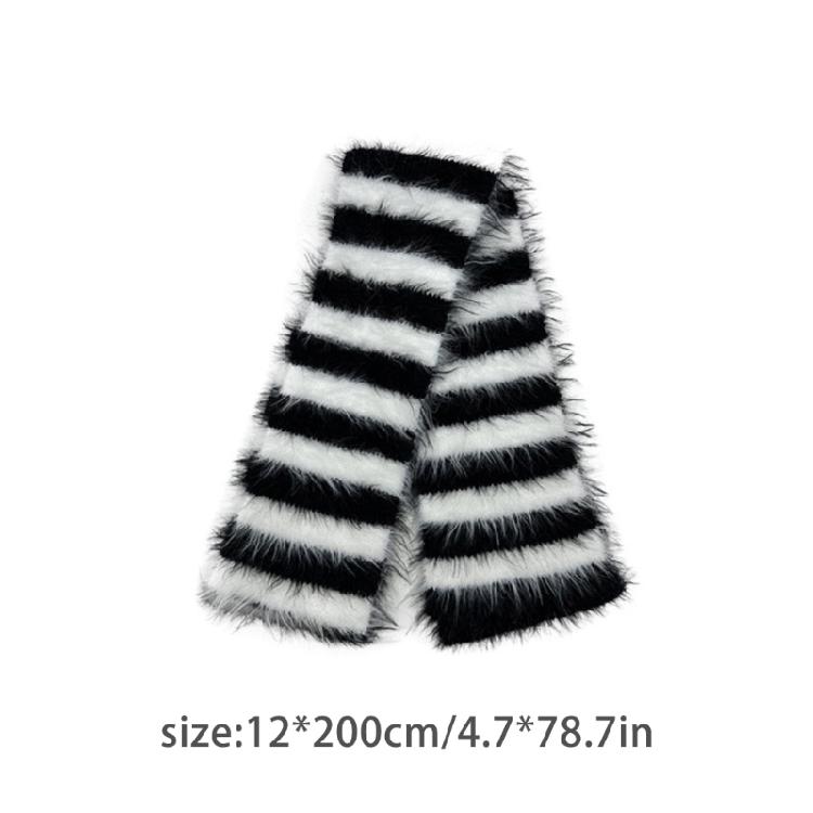 Women Furry Scarf Thin Choker Belt Strip Long Tie Scarf Bag Handle Wrap
