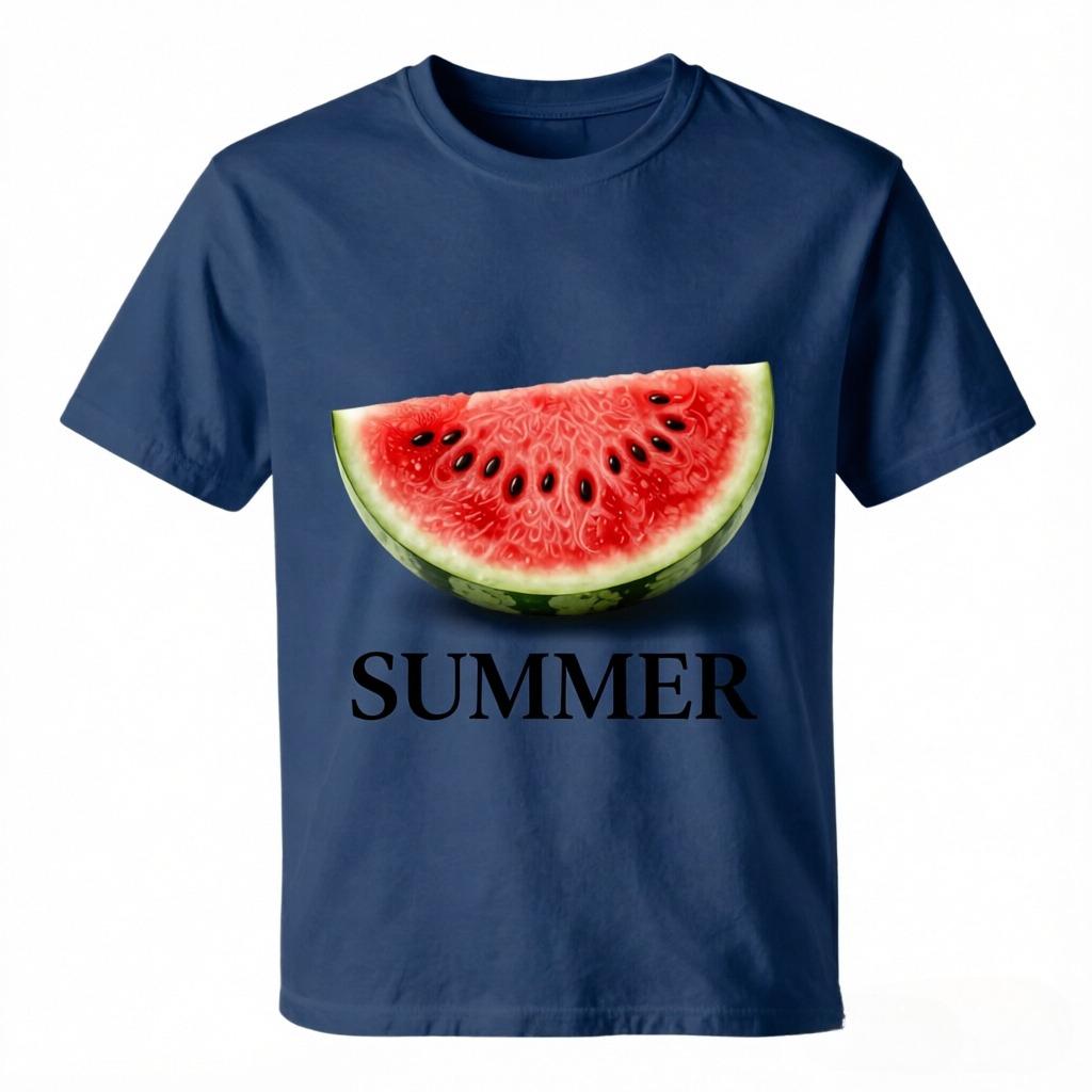 Fresh Summer Watermelon Summer Typography Print Unisex Loose Fit Cotton Casual Tees