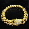 12mm Width Diamond Luxury Shiny Bracelet Hip Hop Link Chain Inlaid Rhinestone