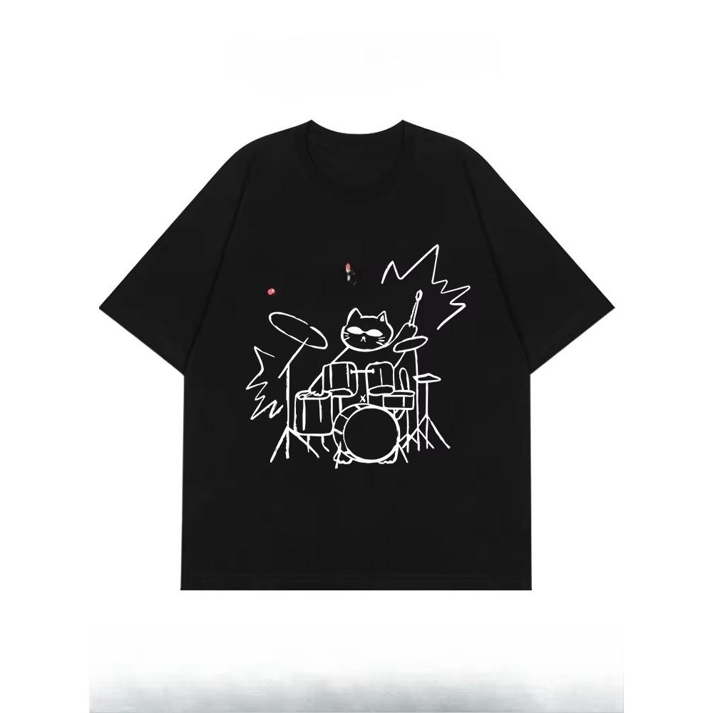 Cute Cool T-shirt American Couple Large Size Women Loose Large Size Short Sleeve T-shirt Men Plus Fat T-shirt