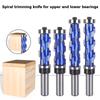 Верхний и нижний подшипник, спиральный нож для обрезки, краска, синий деревообрабатывающий фрезерный инструмент, хвостовик с машиной для обрезки подшипников