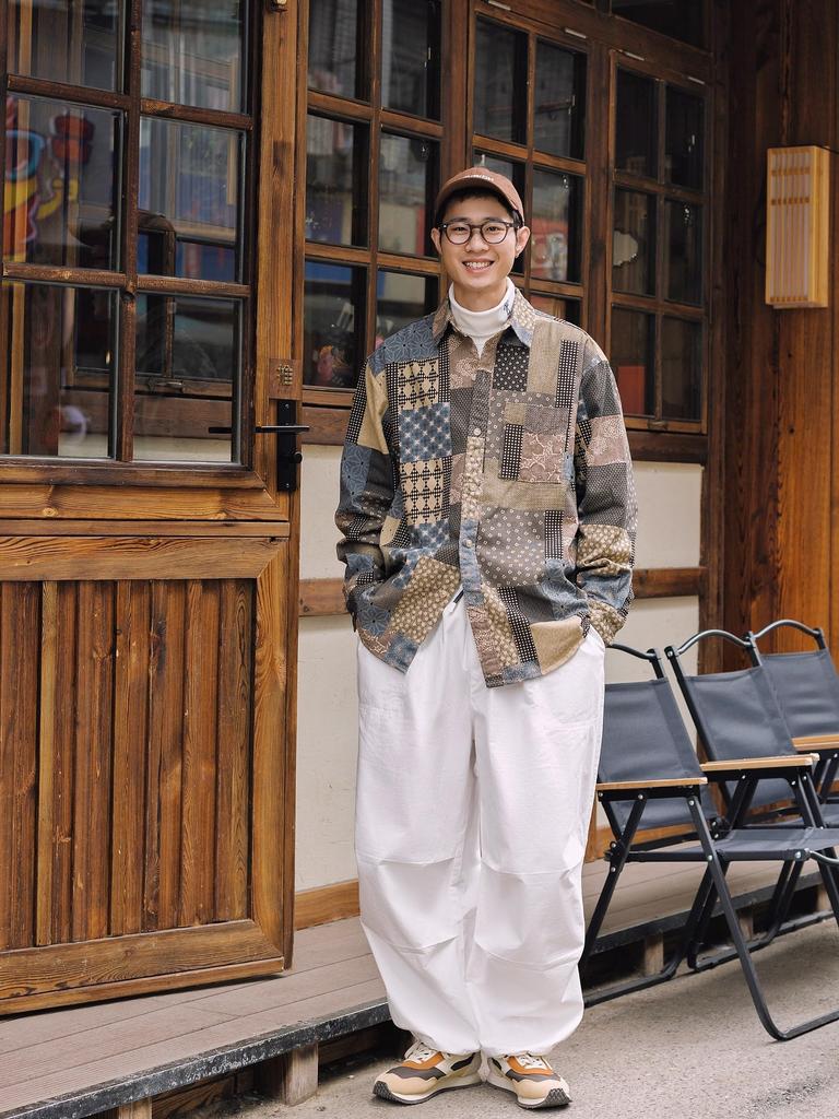 Japanese Pattern Fashion Autumn Clothes Silhouette Patchwork Style Print All Over Pattern Long Sleeve Shirt Cotton [CHANGE WELL] Men's "2023AW" 100%