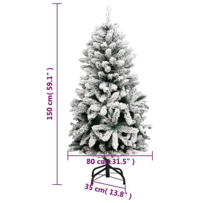 VidaXL Sapin de Noël artificiel à charnières avec neige floquée 150 cm 357792