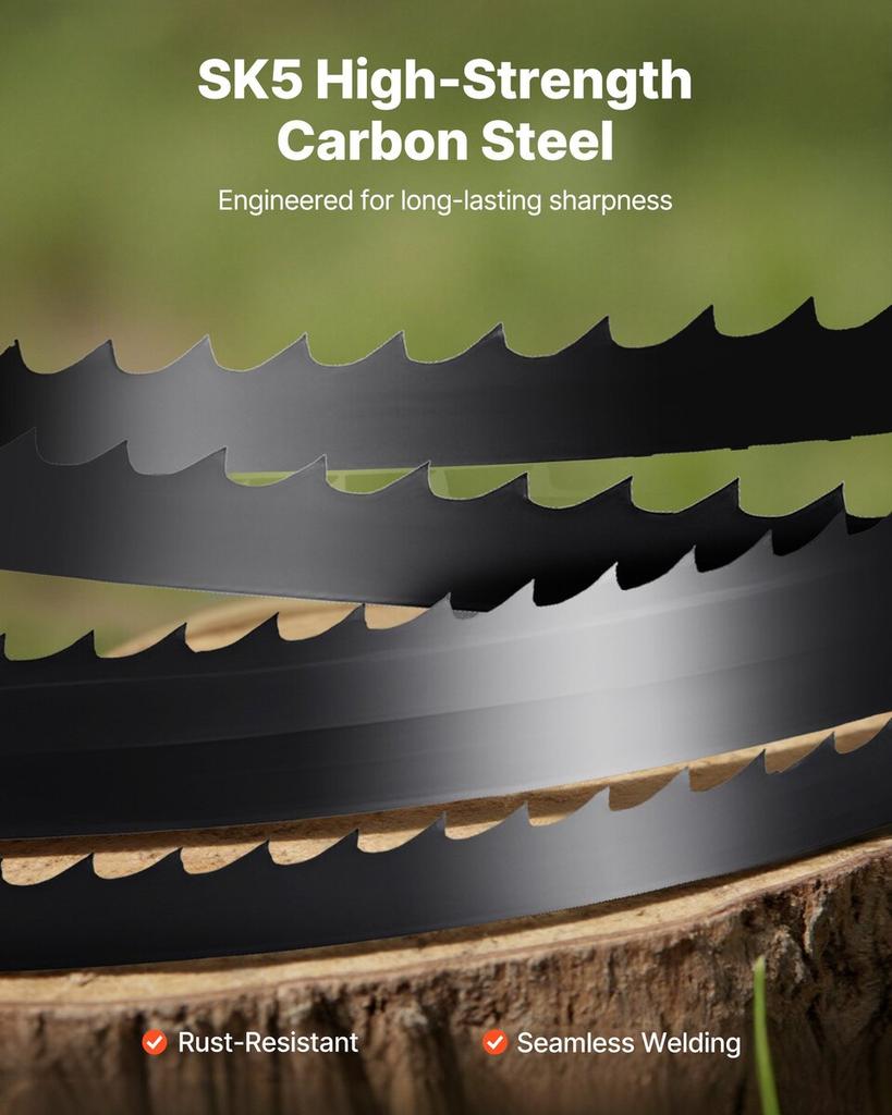Bandsaw Blade, 1511 mm Length, 6 TPI Band Saw Blade with 15 HRC Hardened Sharp Teeth, SK5 High-Strength Carbon Steel, 6.35 mm Width, Replacement for