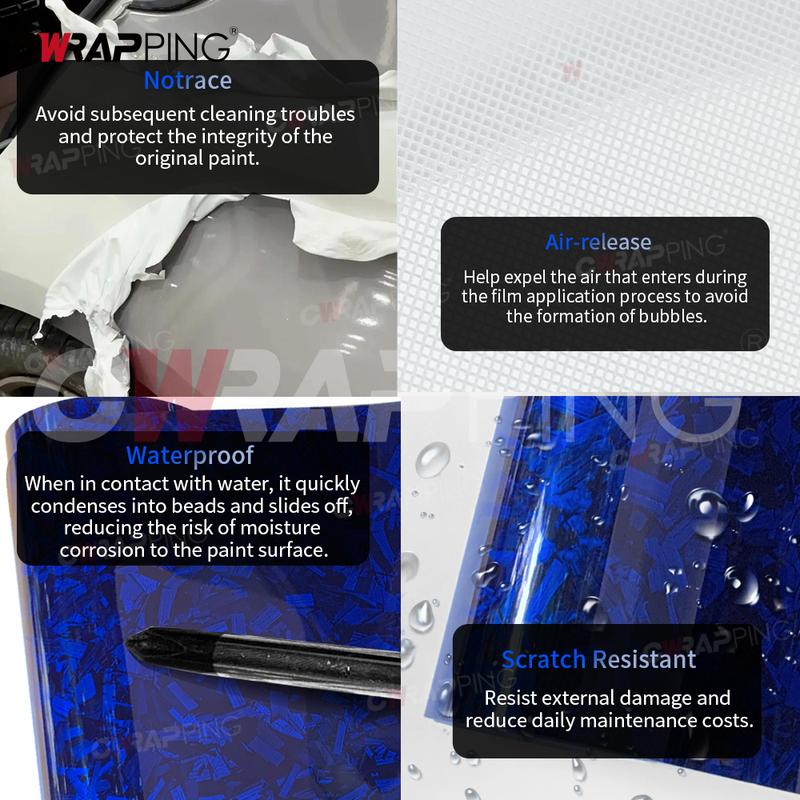 Automotive Vinyl for Motorcycle Flower Carbon Fiber PET Exterior Car Vinyl Wrap Self-adhesive Waterproof Bubble-free Motorcycles