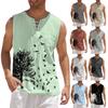 Мужские повседневные свободные хлопковые льняные рубашки с принтом, жилет без рукавов, рубашки, топы
