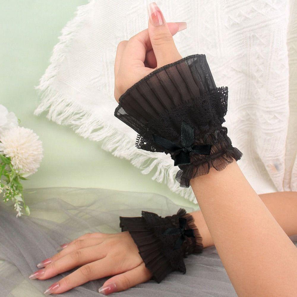 1Pair Costume Accessory Detachable Sleeves Cuffs Solid Color Fake Sleeves Cuffs Daily Accessory