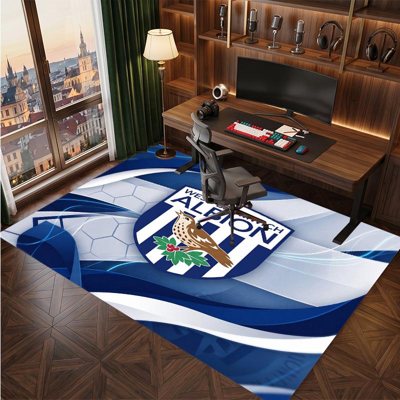 West Bromwich Albion Football Print Crystal Velvet Rug, Comfortable Water Absorbent Non Slip Indoor Floor Carpet