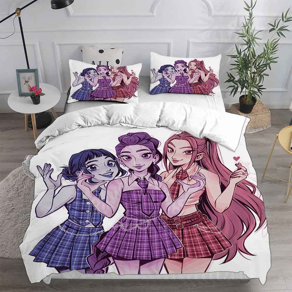 K-pop Охотники на демонов Руми Мира Зои Постельные наборы Одеяло Стеганое покрывало Покрывало Пододеяльник Наволочка Наборы из 2-3 предметов Детский Взрослый размер