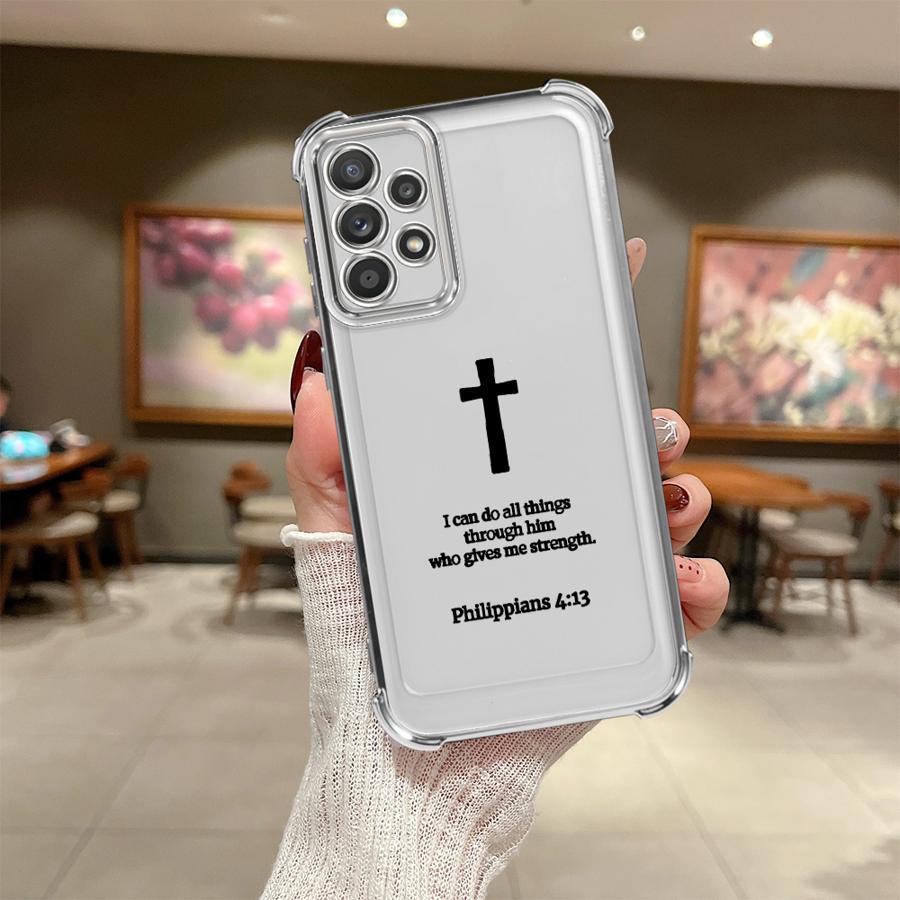 Простой Христианский Крест Чехол для Телефона Funda Case для Samsung Galaxy A33 A50 A23 A51 A16 A06 A14 A04 A54 A34 A12 A03 A15 A05 A24 A52