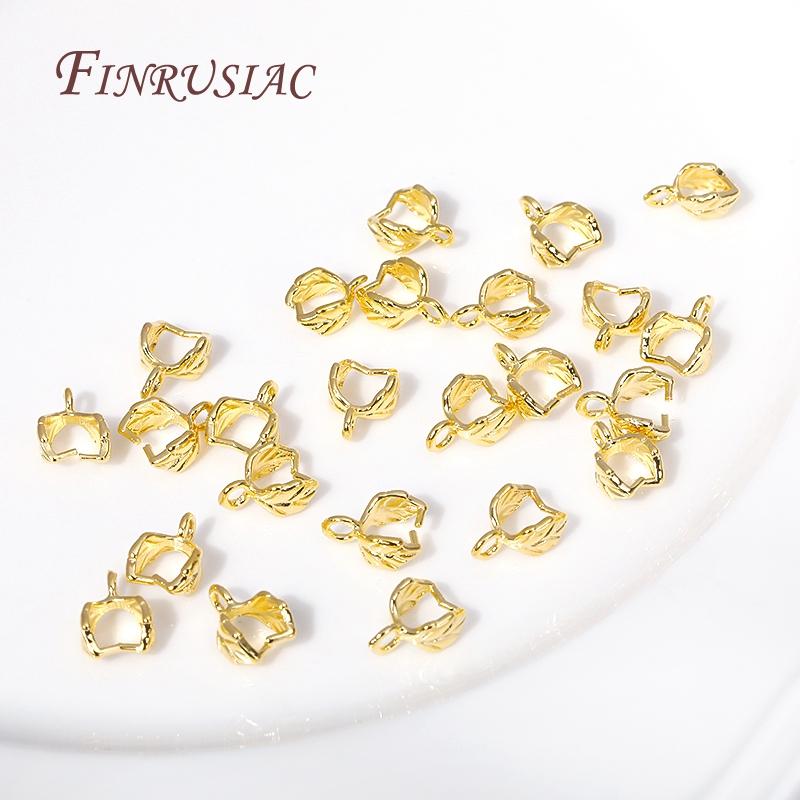 Позолоченная 18K застежка-петля для кулона, модная форма листа, заготовки для изготовления ювелирных изделий, аксессуары