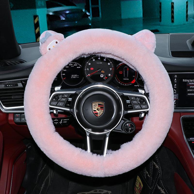 Plush Goddess Style Steering Wheel Cover for Winter - Cute, Non-Slip, Universal Fit for Four Seasons