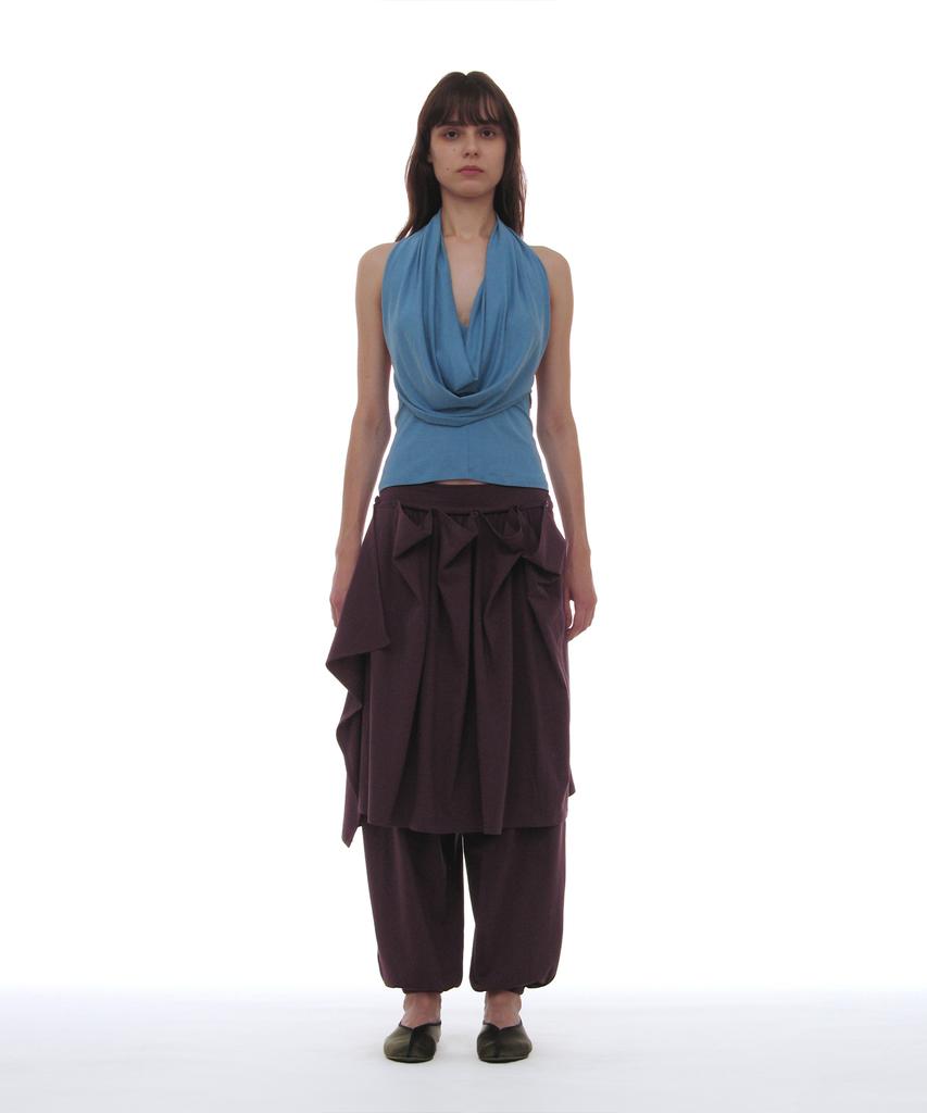 PARTIMENTO WOMEN Pwc Curtain Skirt Layered Harem Pants_Midnight Plum