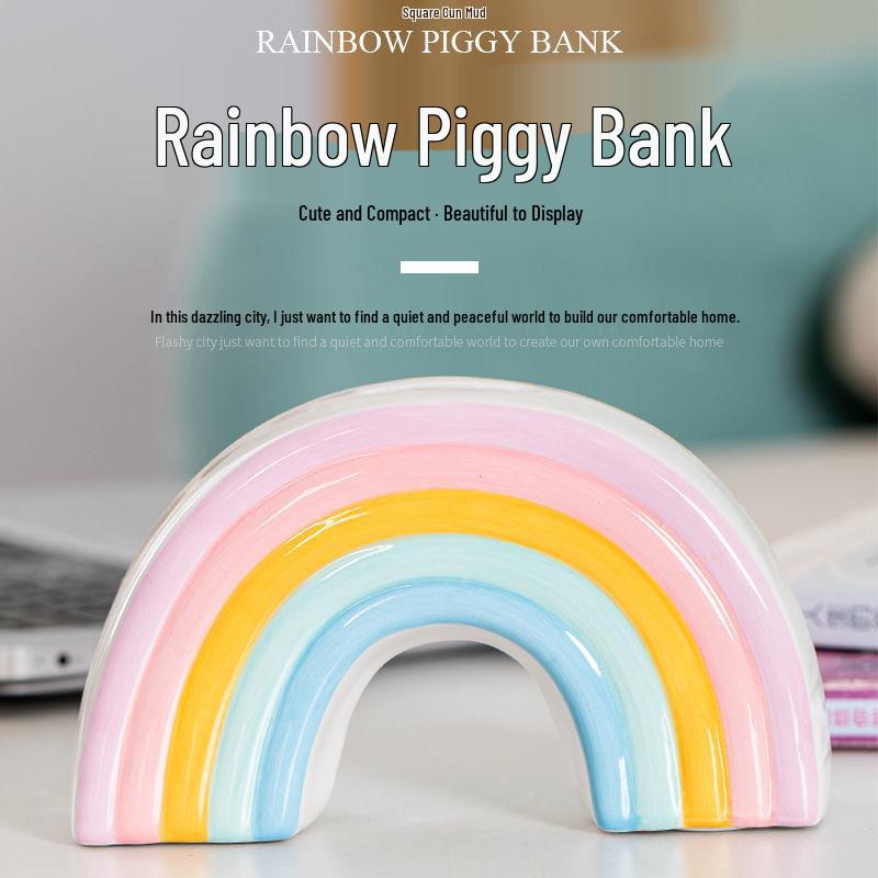 Large Ceramic Piggy Bank for Kids - No Outflow Savings Jar, Perfect for Coins and Gifts