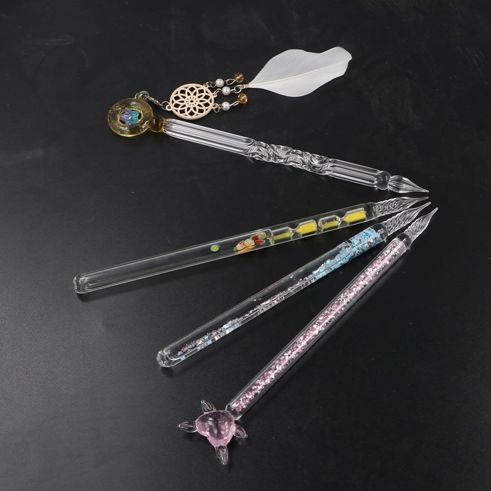 Перьевые ручки для письма, ручка с чернилами для подписи, стеклянная ручка, стеклянная ручка, погружаемая в стекло, ручка-капельница