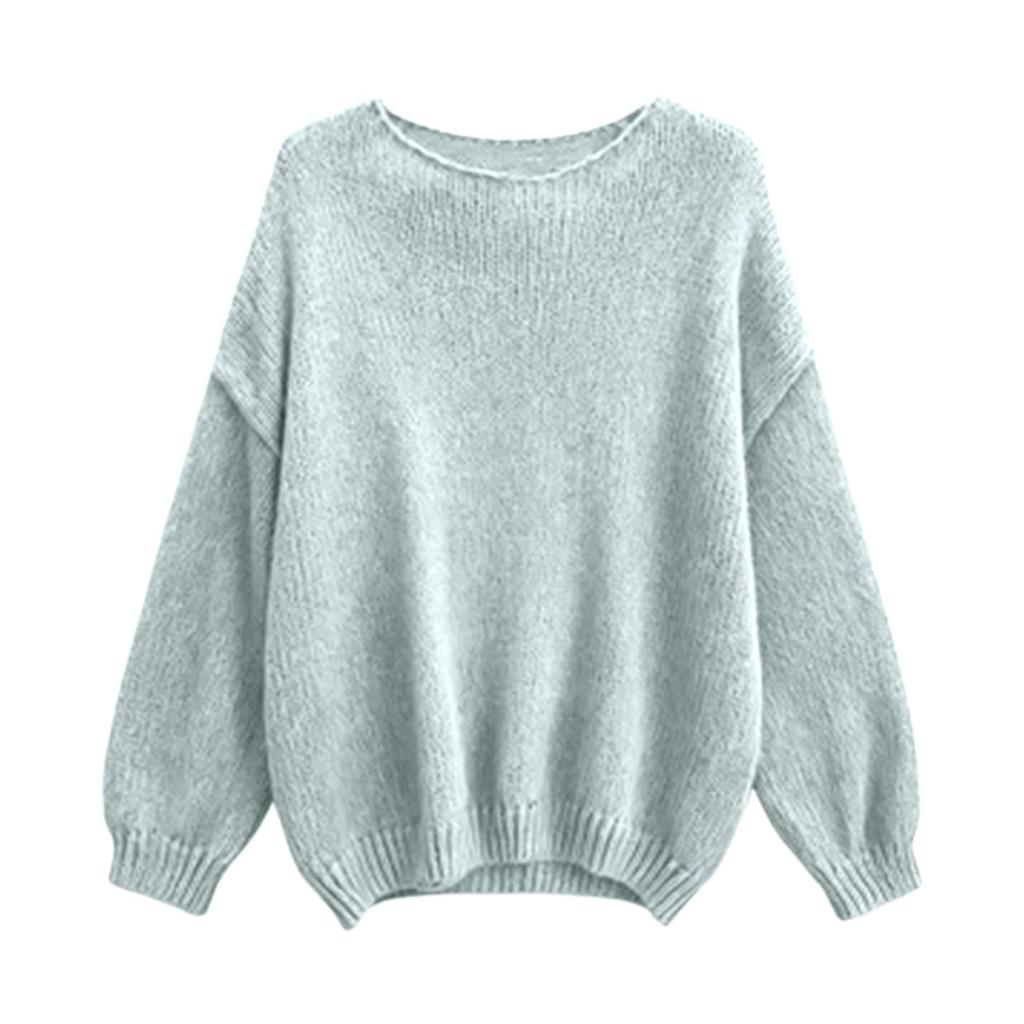 Женский модный топ с длинным рукавом и круглым вырезом, однотонный