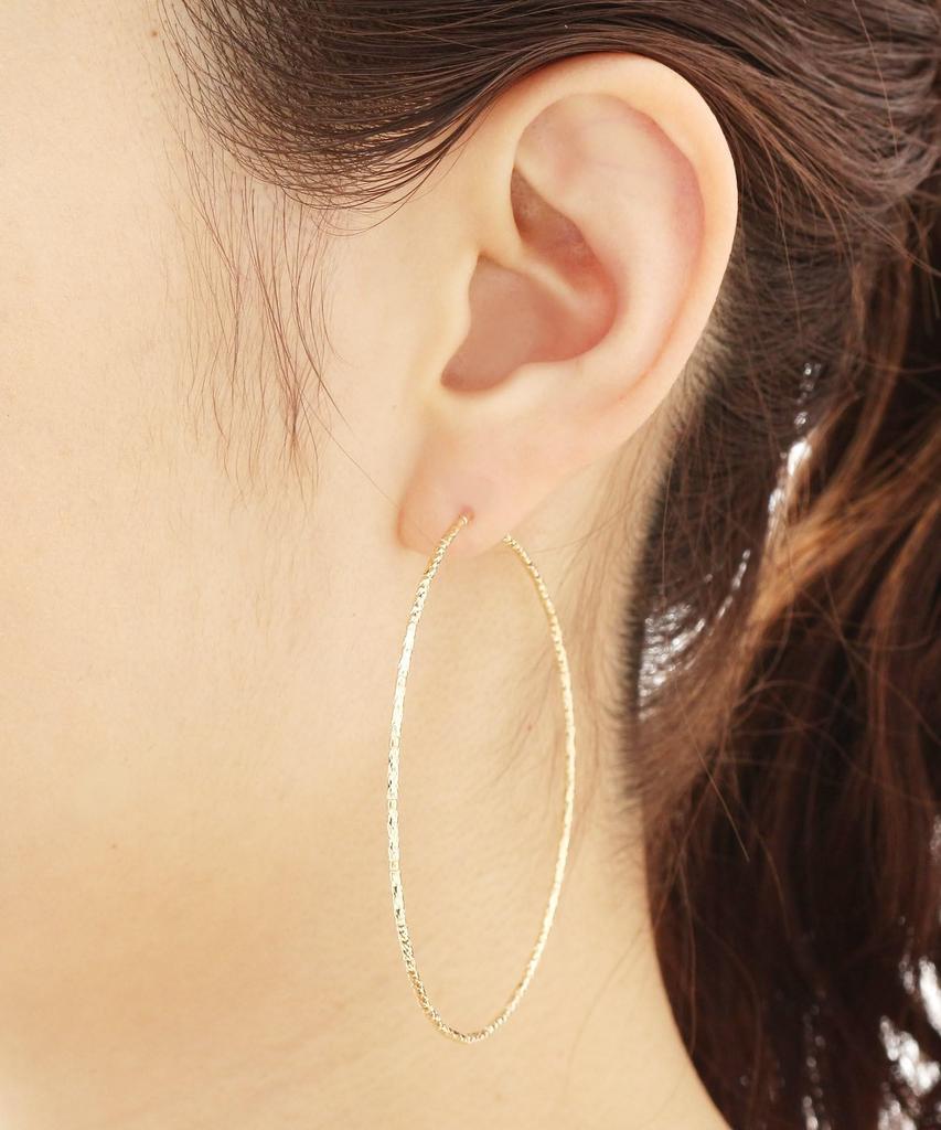 Earrings K18 Mirror Cut Beads Hoop Earrings 40571989 Yellow Gold 00 [Kokoshnick] (Large) Women's (100)