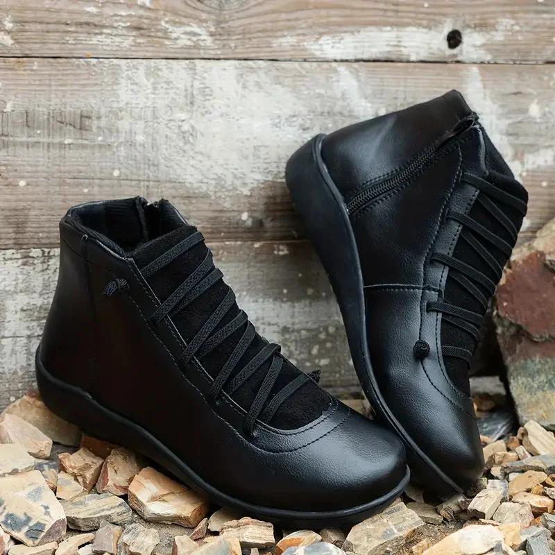 Fashion 2024 New Winter Flat Short Vintage Boots Women Snow Boots Women Comfortable Anti-slip Walking Shoes for Women Botas De Mujer