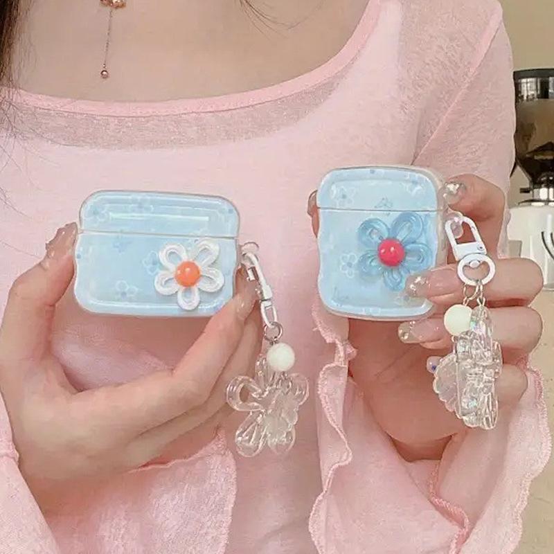 Волна трехмерный цветок для AirPods pro1 apple bluetooth беспроводной 1/1/1 поколение чехол для наушников женский кулон