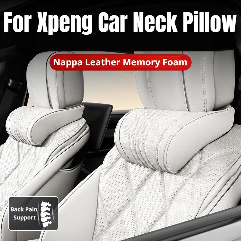 For Xpeng Luxury Nappa Leather Latex Car Headrest Pillow Fit P7 P7+ X9 M03 L03 GX P5 G3i G6 G9 Breathable Car Lumbar Support