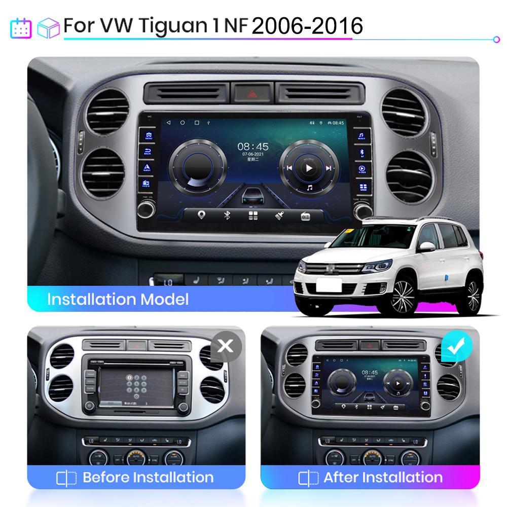 Для Volkswagen Tiguan 1 NF 2006-2016 с кнопкой Android Автомобильный радиоприемник Мультимедийный плеер Навигация Стерео GPS 2 Din Carplay 2 + 32 ГБ