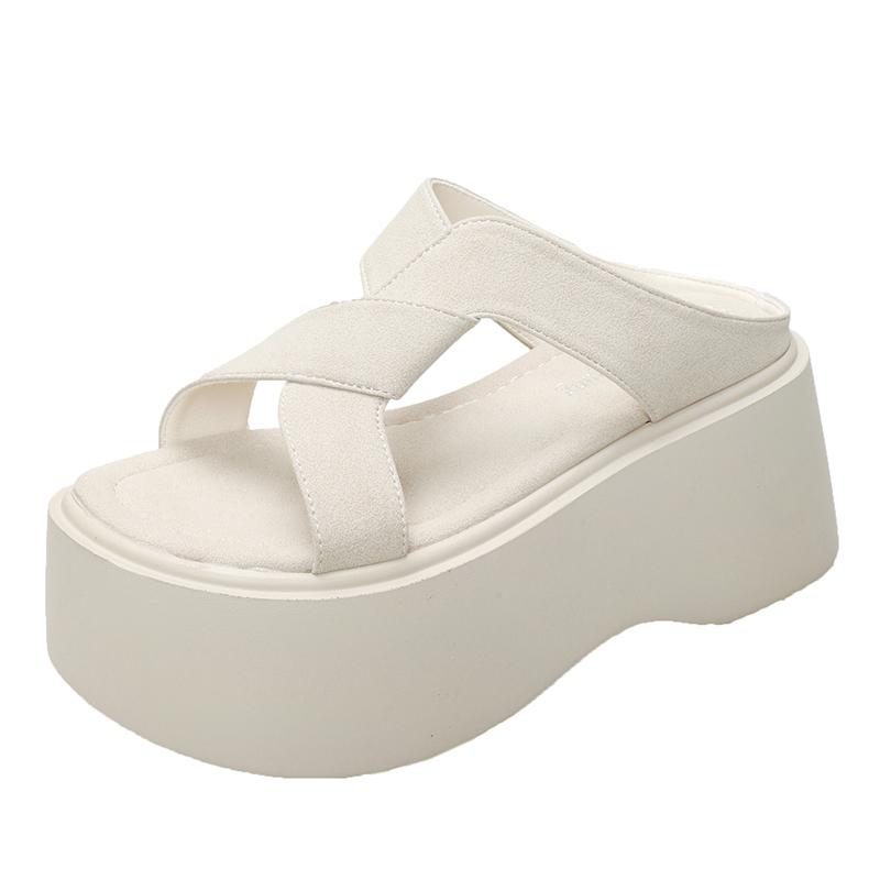 Fashion 8CM Casual Wedge Slippers Women New Summer Non Slip Platform Sandals Woman Open Toe Comfortable Female Chunky Beach Slippers