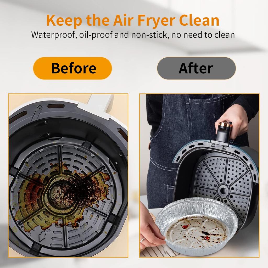 20Pcs Non-stick Aluminum Foil Liners Air Fryer Disposable Paper Liner Oil-proof Steaming Basket Kitchen Tool BBQ Drip Pan Tray