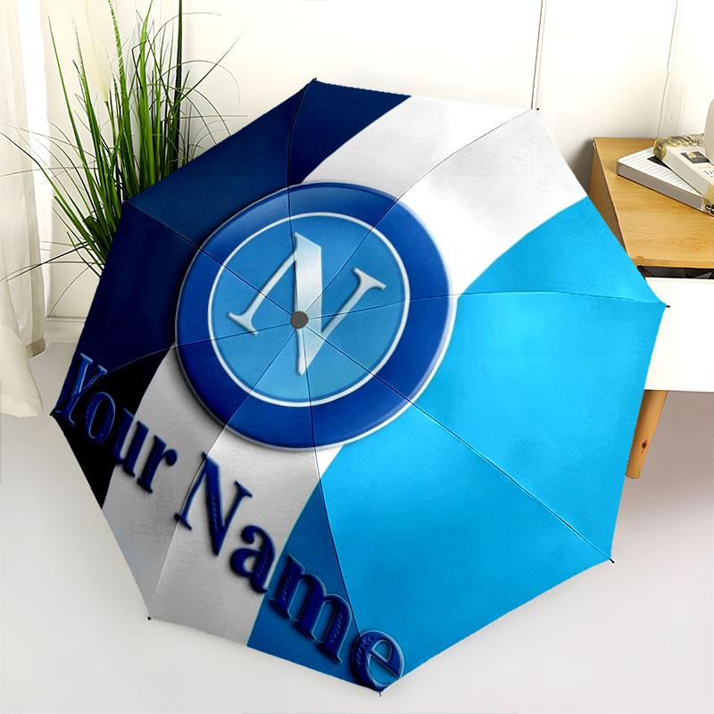 1 PC Automatic Folding Umbrella - SSC Napoli Custom Name Pattern, Portable & Foldable Design with 8 Ribs, Christmas Birthday Gifts
