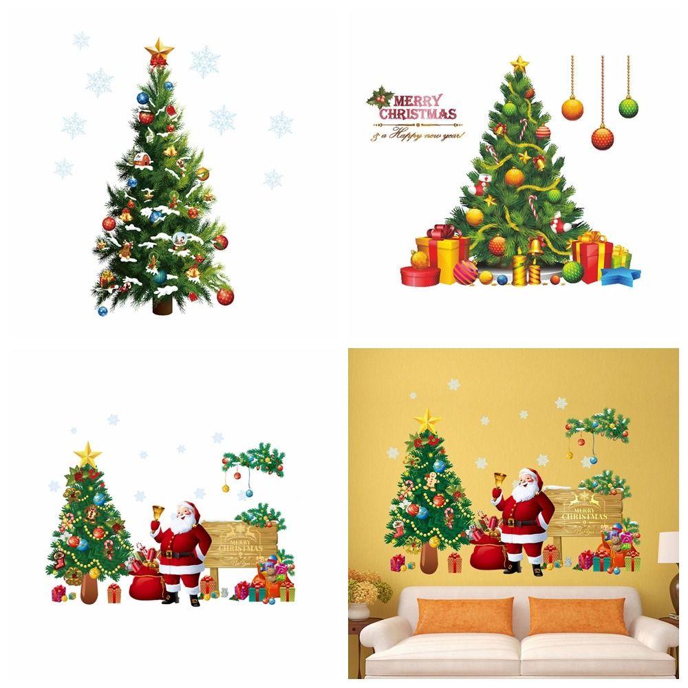 1/2Pcs/set DIY Santa Claus Stickers PVC Window Glass Decal Xmas Tree Wall Stickers Living Room
