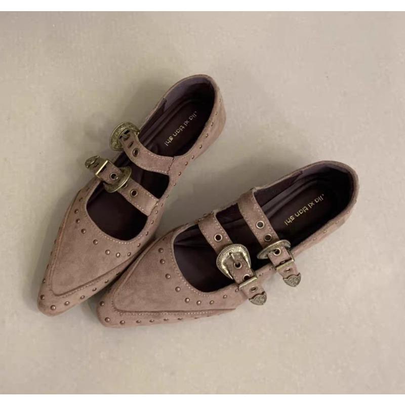 Fashion New Pointed Toe Women Mary Jane Shoes Fashion Shallow Buckle Shoes Ladies Casaul Dress Low Heel Leather Shoes Zapatos De Mujer