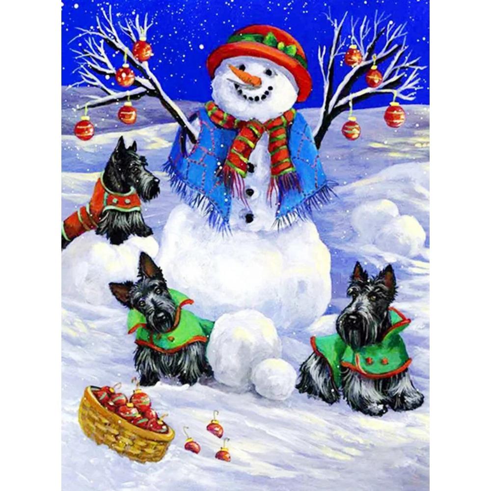 Алмазная живопись Art Full Drill Снеговик Алмазная картина Ручная работа Снежный день Diy Алмазная мозаика Картина Украшение дома Рождественский подарок