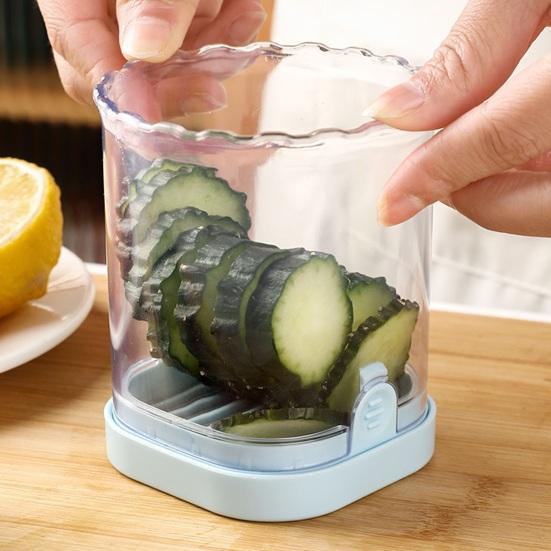 Yousheng Fruit Slicer Cup Stainless Steel Fruit Slicer 8-Blade Quick Cutter for Strawberries Bananas Handheld Kitchen Tool for Even Slices