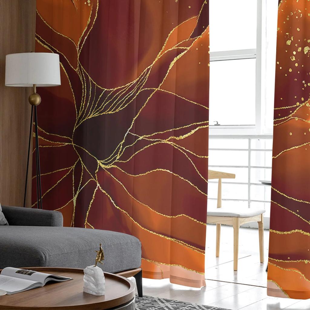 Градиентные акварельные цветочные оранжевые оконные тюлевые шторы для гостиной, кухни, домашнего декора, прозрачные шторы из вуали