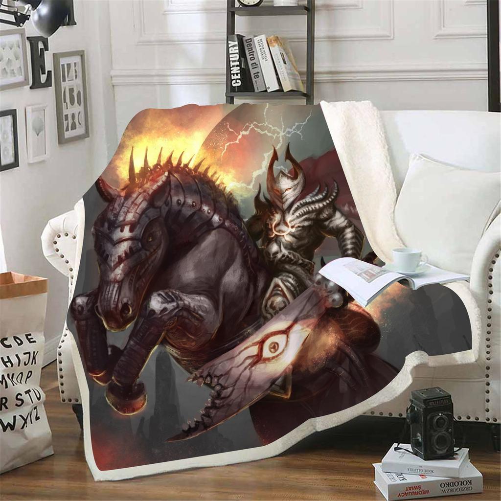 Cartoon Undead Horse Blankets Fluffy Soft Skin-Friendly Children Nap Blanket Cute Printed Luxury Fashion Flannel Throws
