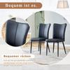 2 Pure Black, Modern Design Dining Chairs, Available in Several Colors, 89 cm High, Black PU Chair Set, Suitable for Office, Restaurant etc.