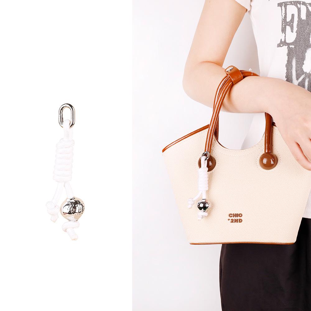 Natural Wood Bead Charm Anklet & Handmade Keychain Pendant