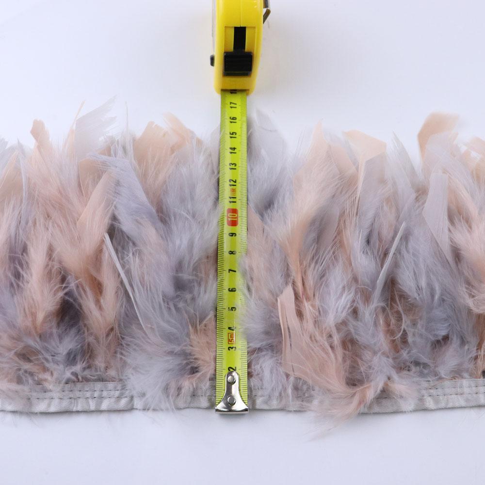 1Meter Mixed Color Turkey Feather Trim Fringe 10-15cm Dyed Feathers Ribbon for Costume Party Dress Decoration Accessory Crafts