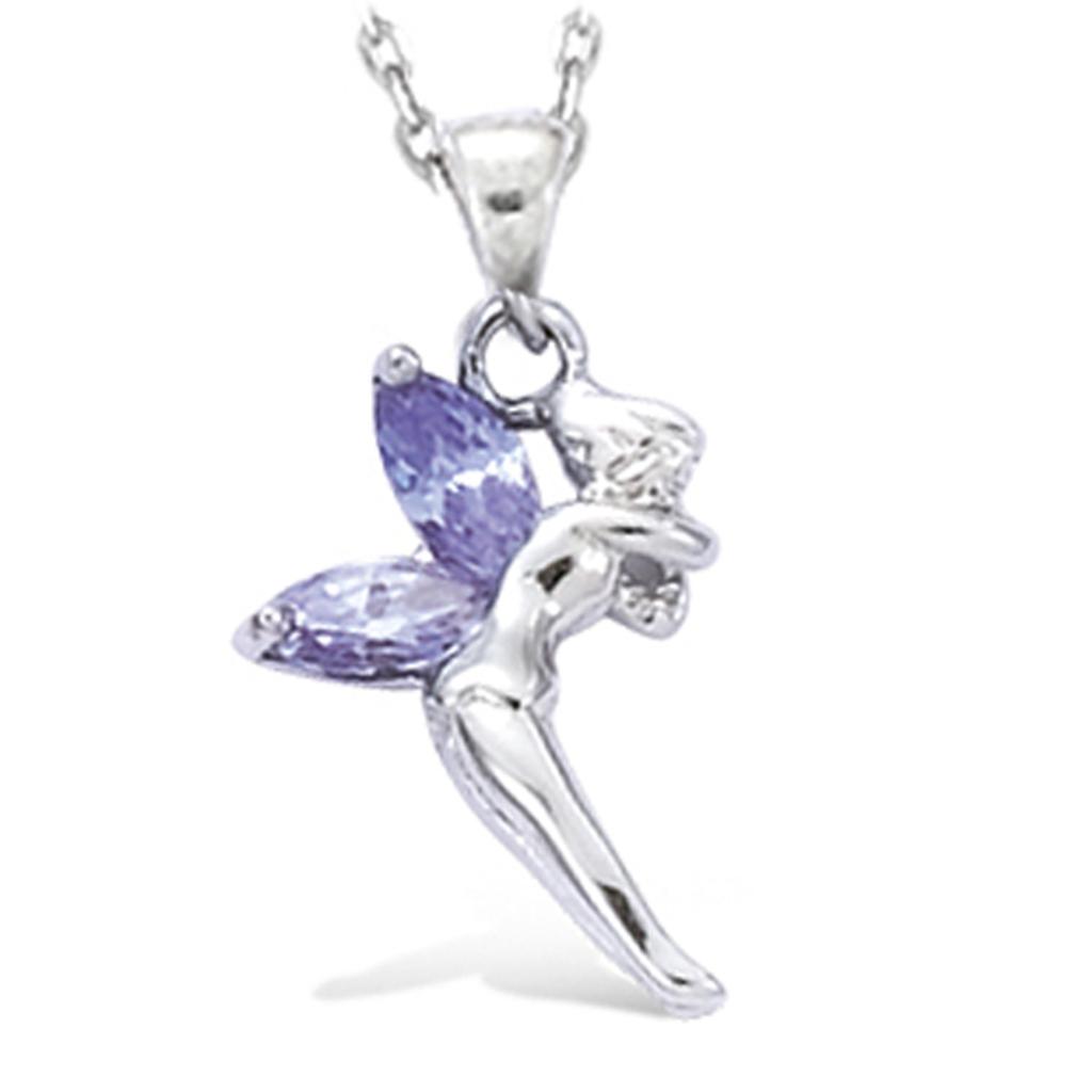 Les Trésors De Lily [R4156] - Silver Pendant 'Tinkerbell' Lavender Silver (rhodium) - 17x12mm