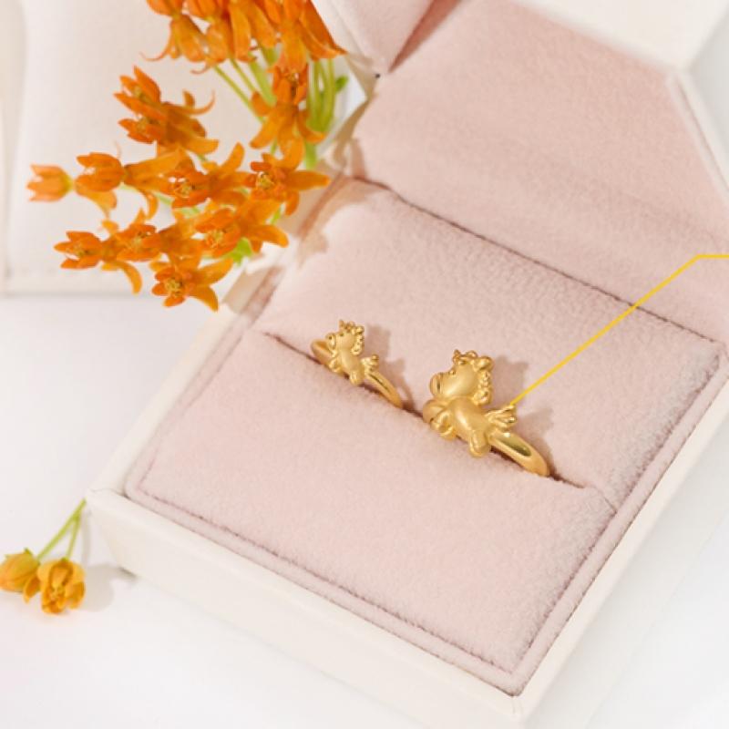 Porti Solid Gold 24k 1g Unicorn Stone Ring Year Of The Horse
