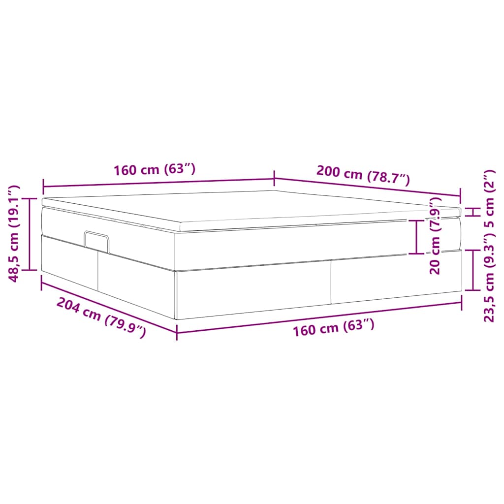 Storage Bed with Mattress Cream 160 x 200 cm Polyester