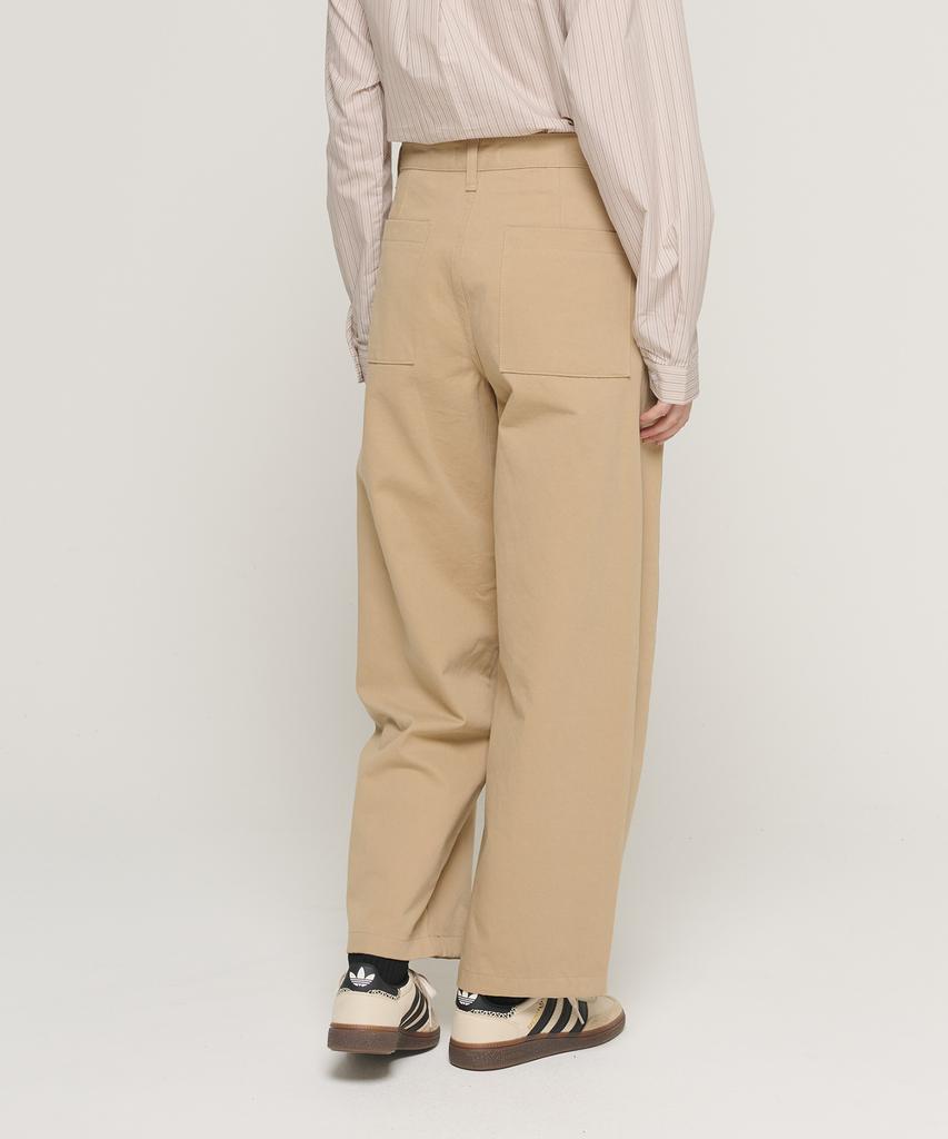CARGOBROS FOR WOMAN Curved Stitch Bio Cotton Pants (Beige)