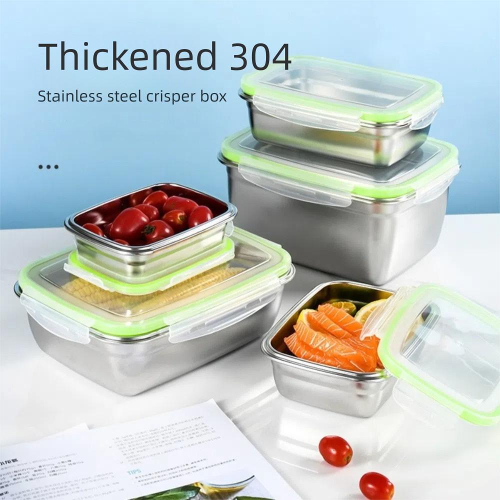 Leak-proof Fresh-keeping Box Stainless Steel Refrigerator Freezer Storage Box Kitchen Accessories
